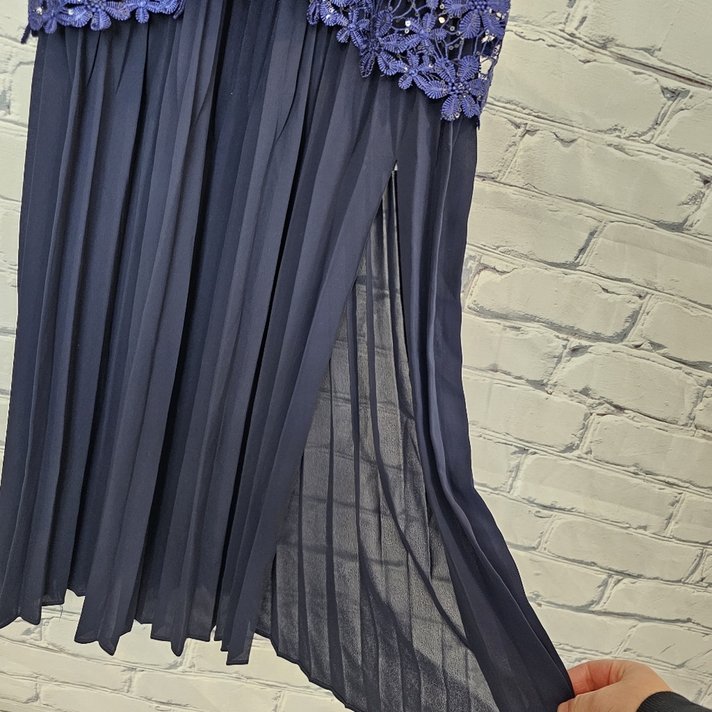 Self-Portrait Navy Lace Double Peplum Midi Dress - Picture 4 of 10